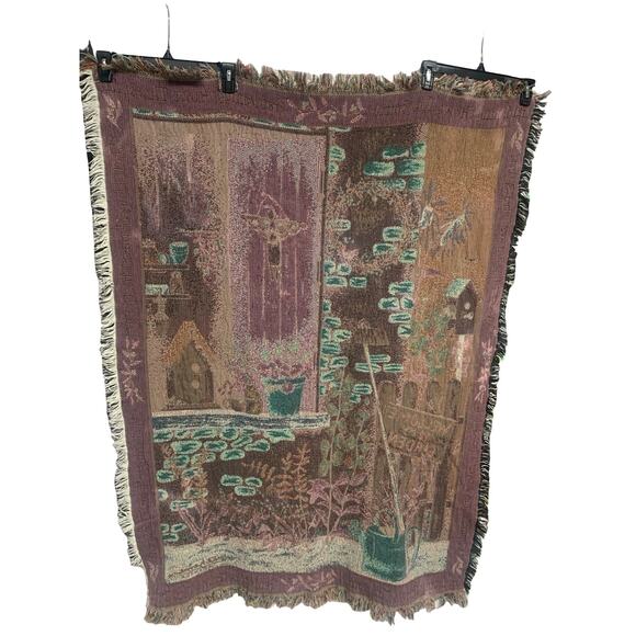 Vintage Gardening Grows The Spirit Woven Tapestry Throw Blanket Cottagecore - Picture 2 of 2